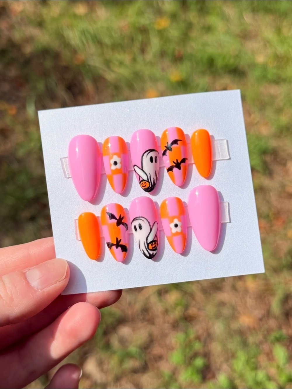 Handpainted Spooky Press On Nails Halloween Fall